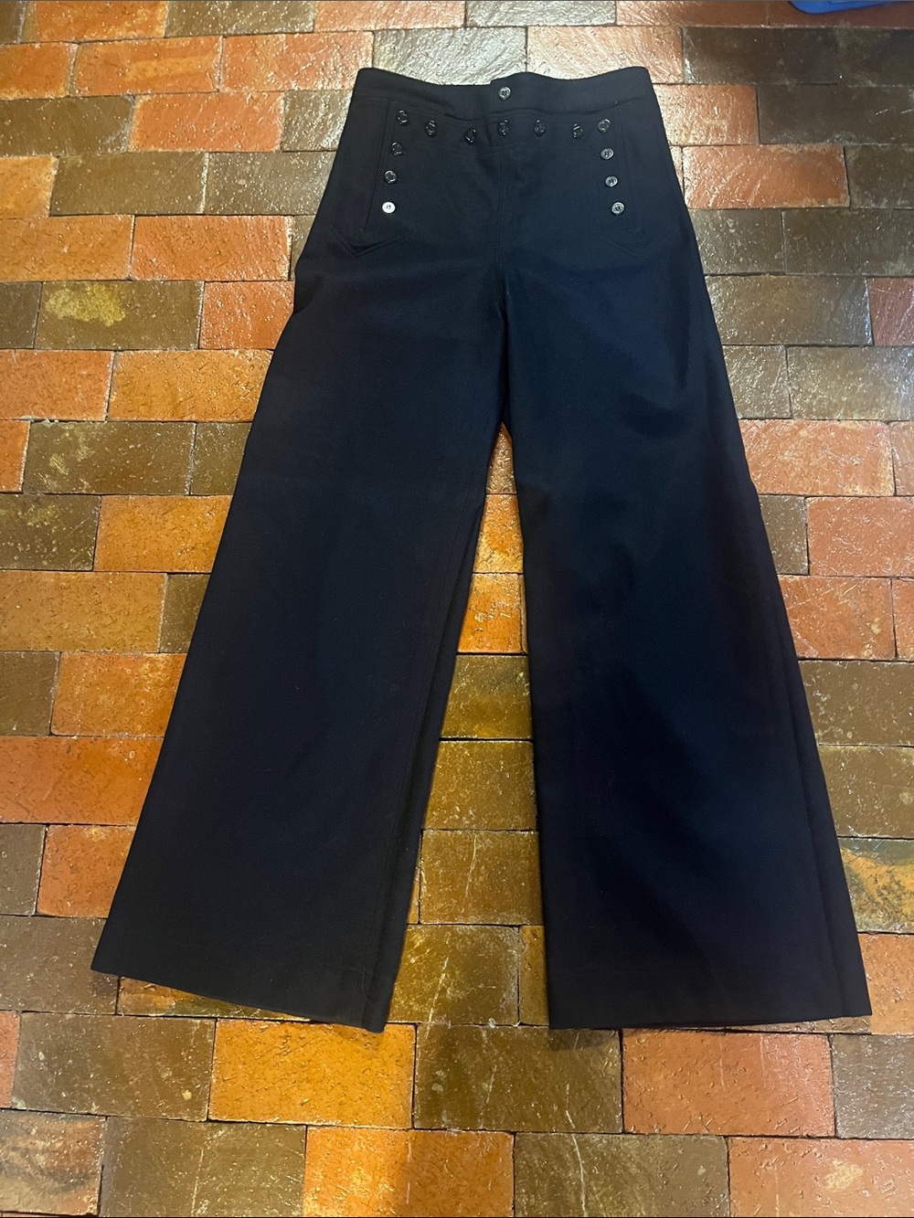 US Navy 1960s wool bell bottoms cracker jack 13 button drop front flap 3226